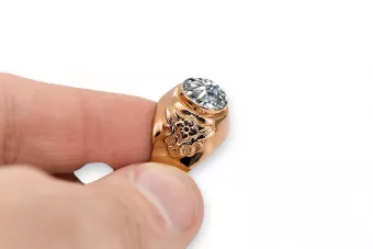 Circón Oro rosa antiguo original de 14k Anillo Vintage vrc078r